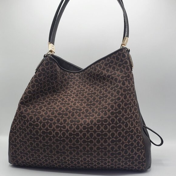 Women's Hallie Signature C fabric and Leather Shoulder Bag - Picture 1 of 11
